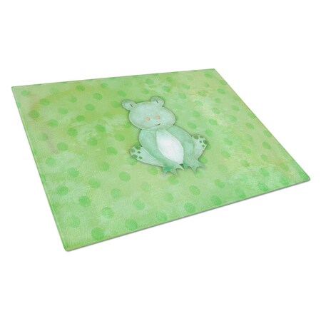 Carolines Treasures Polkadot Frog Watercolor Glass Cutting Board Large BB7388LCB